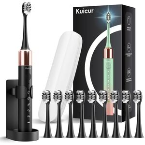 Black Electric Toothbrush with Extra Brush Heads